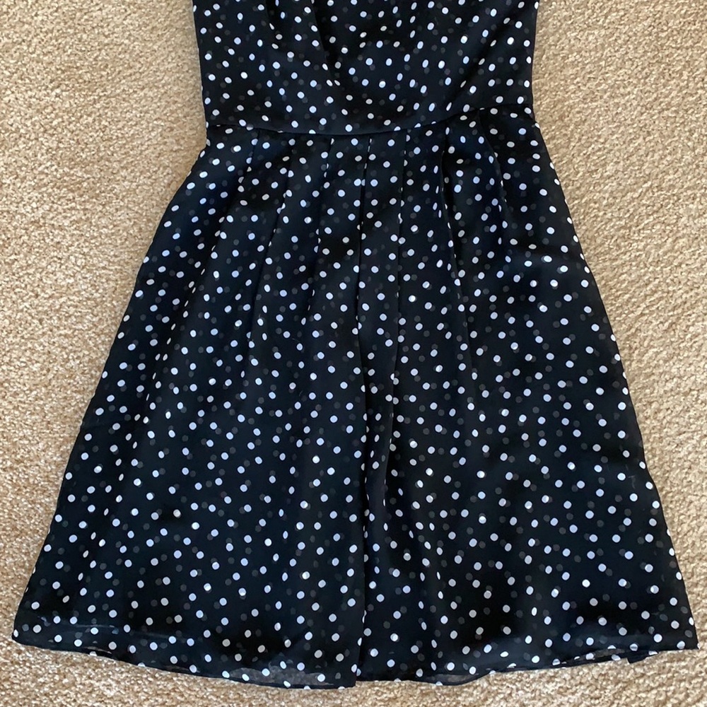 White House Black Market One Shoulder Black & White Polka Dot  Dress Siz… - Picture 6 of 11
